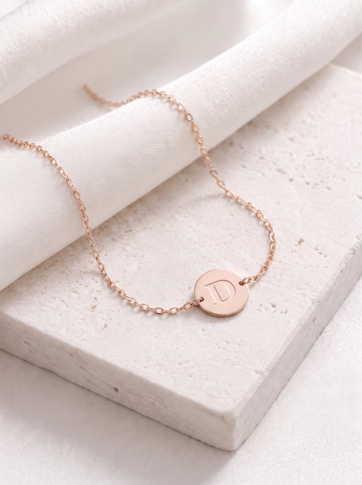 Engraved Initial Disc Bracelet