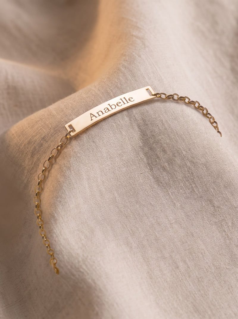 Pulsera de cadena Rollo con Placa de Nombre Grabada