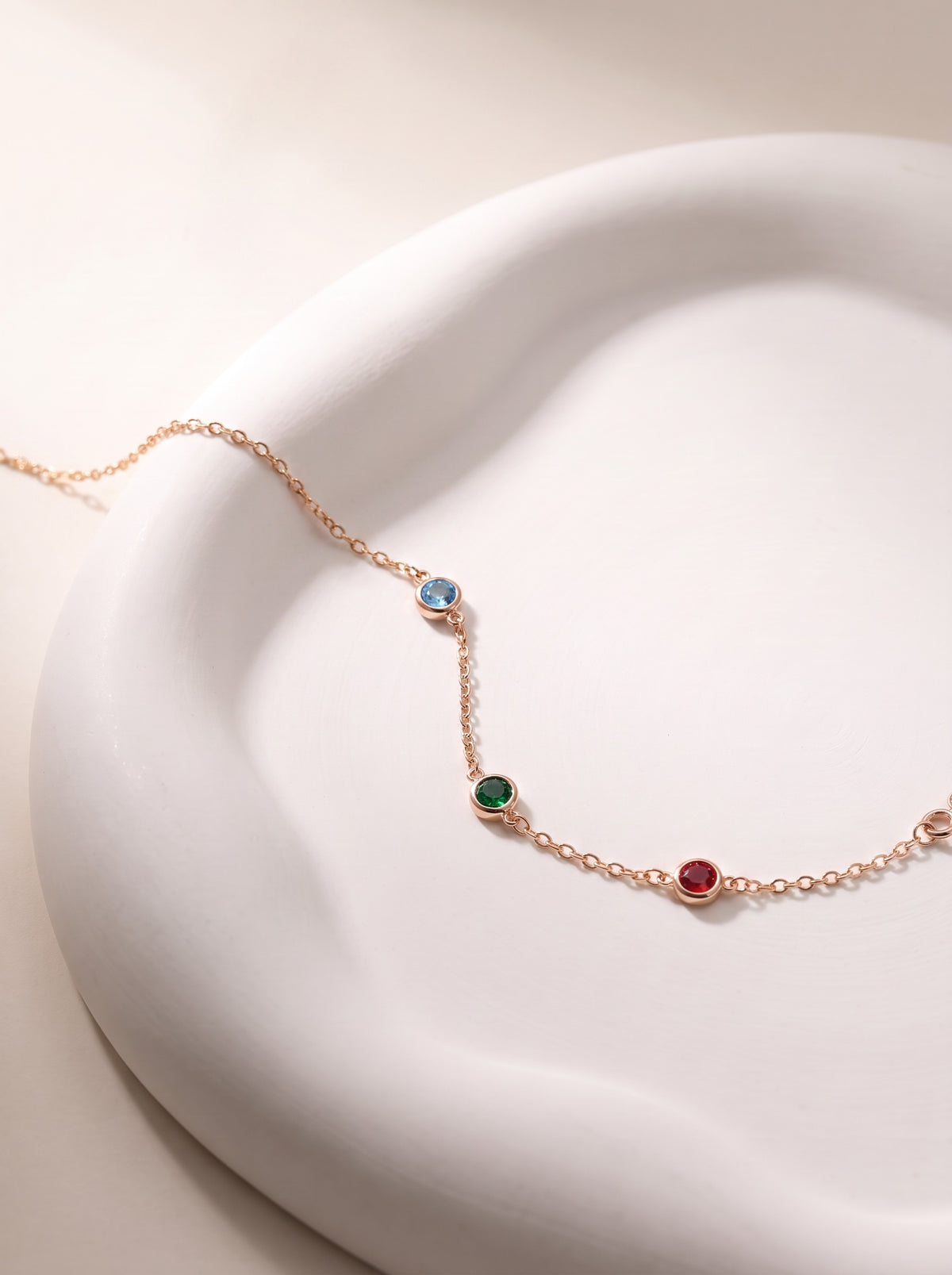 Coloured Stone Station Chain Bracelet