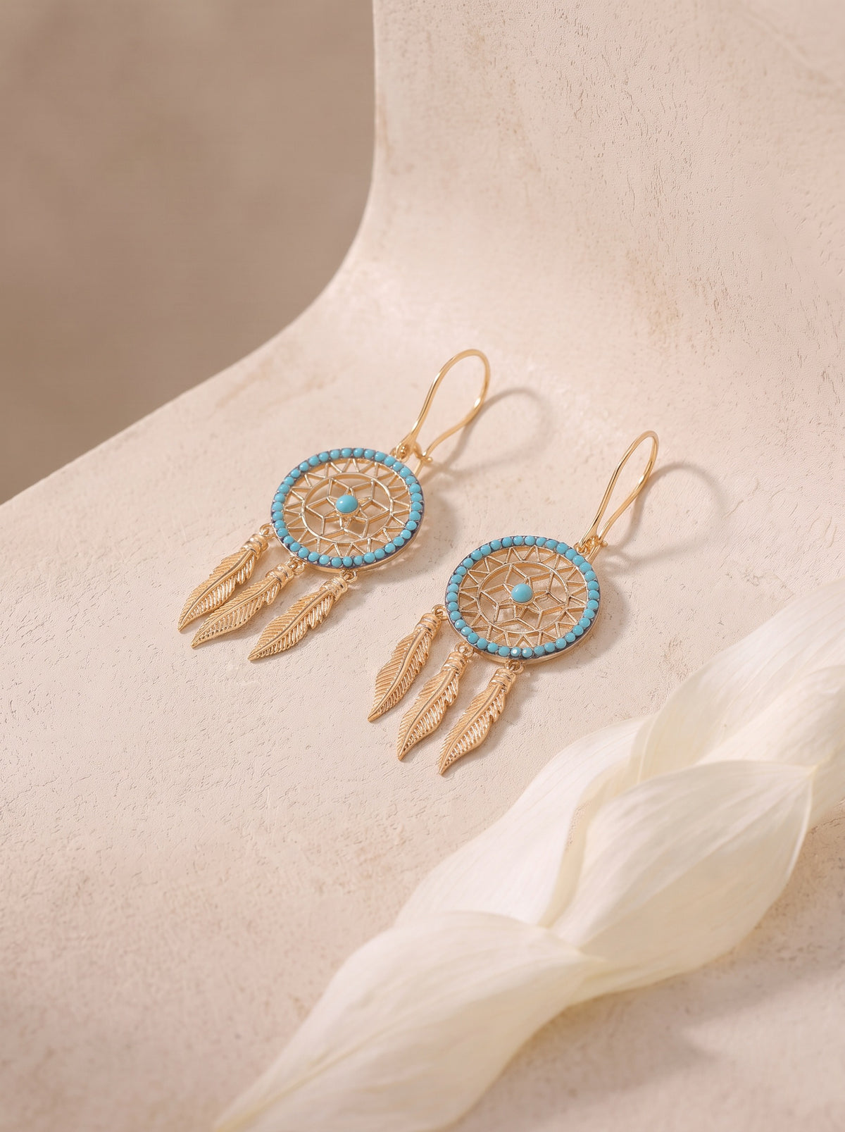 Dreamcatcher Feather Drop Earrings