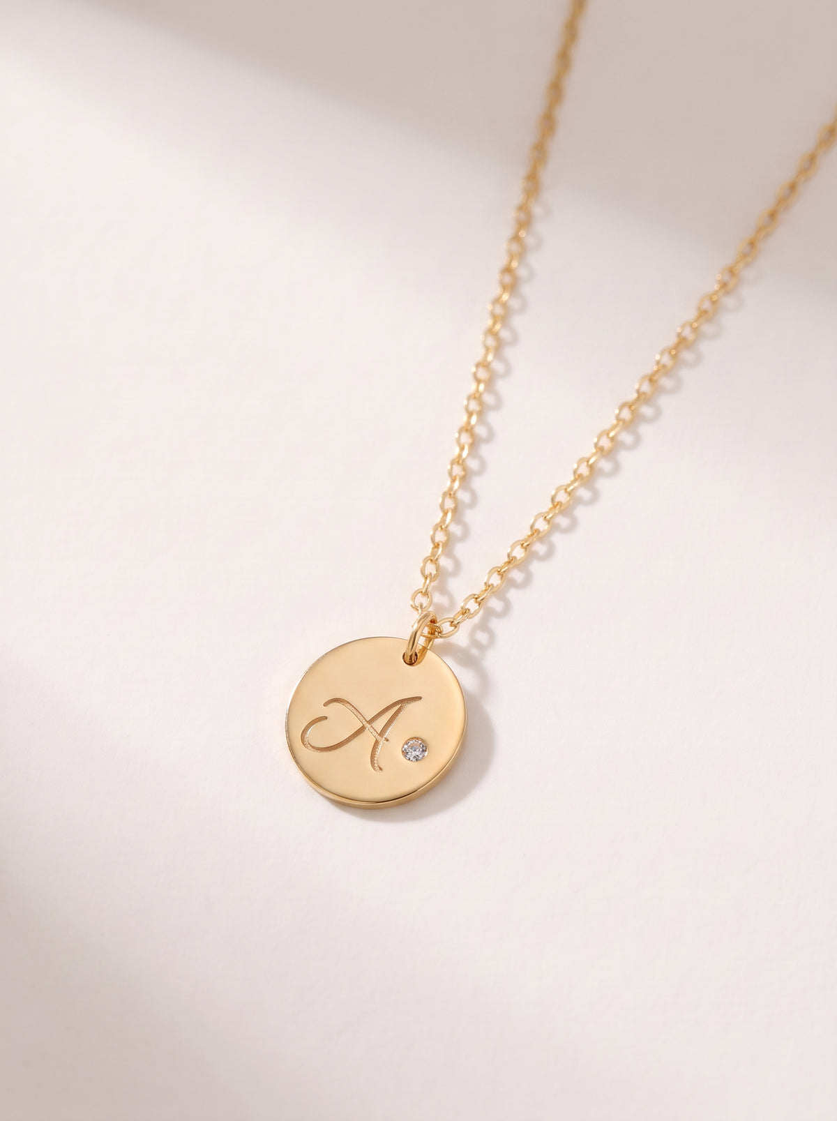 Initial Birthstone Disc Necklace
