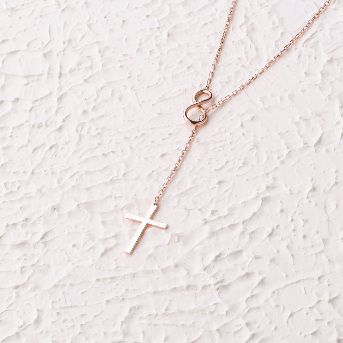 Infinity Cross Lariat Necklace