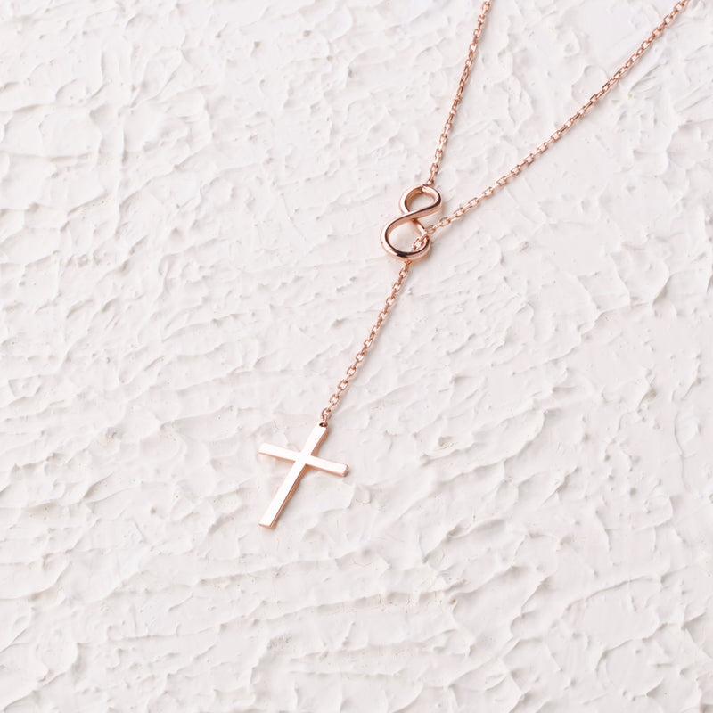 Infinity Cross Lariat Necklace