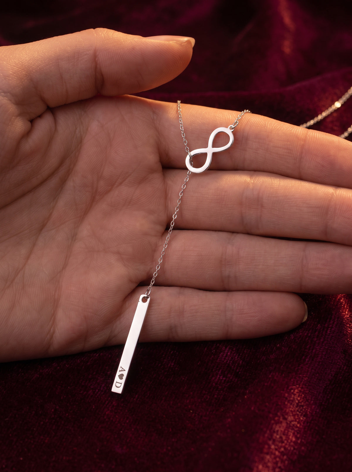 Infinity Lariat Bar Name Necklace