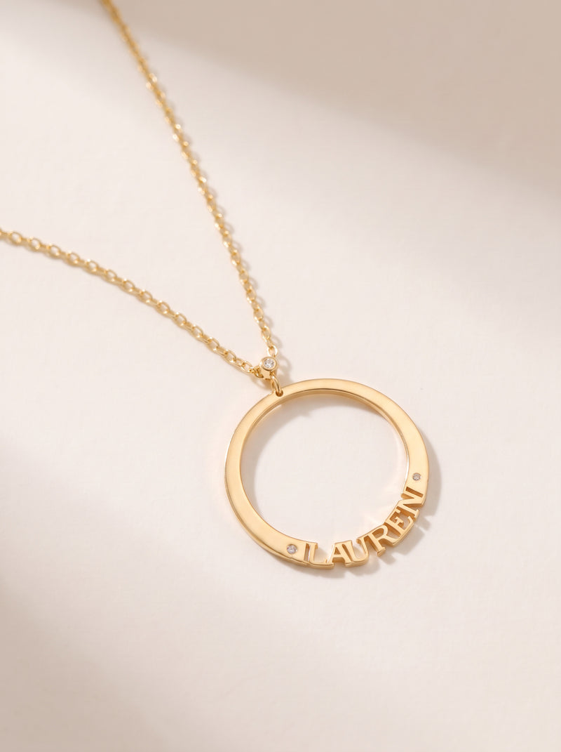 Cut-Out Name Open Circle Necklace