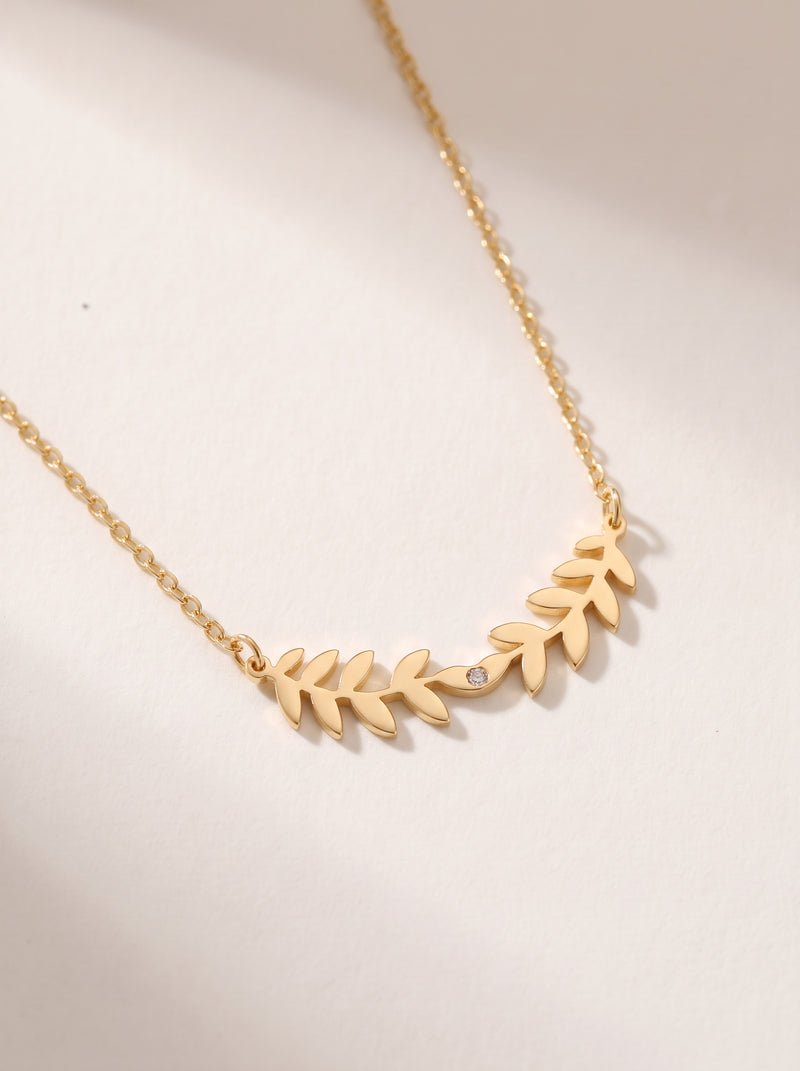 Laurel Leaf Bar Necklace