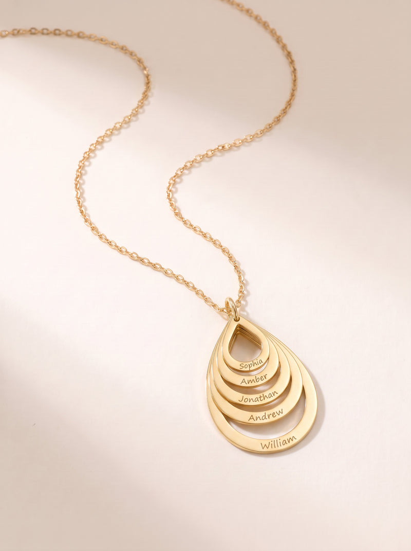 Collar familiar de gotas entrelazadas