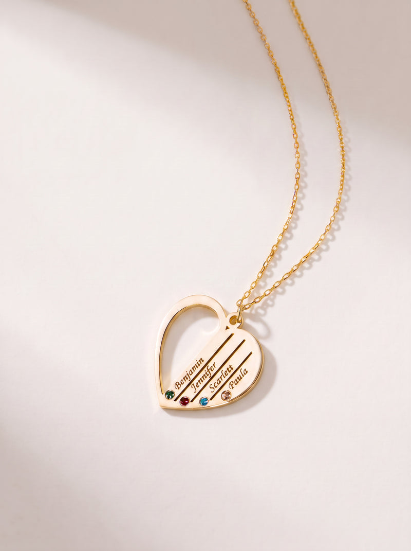 Diagonal Names Heart Necklace