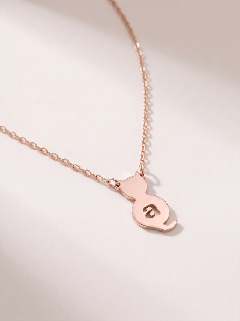 Cat Initial Necklace