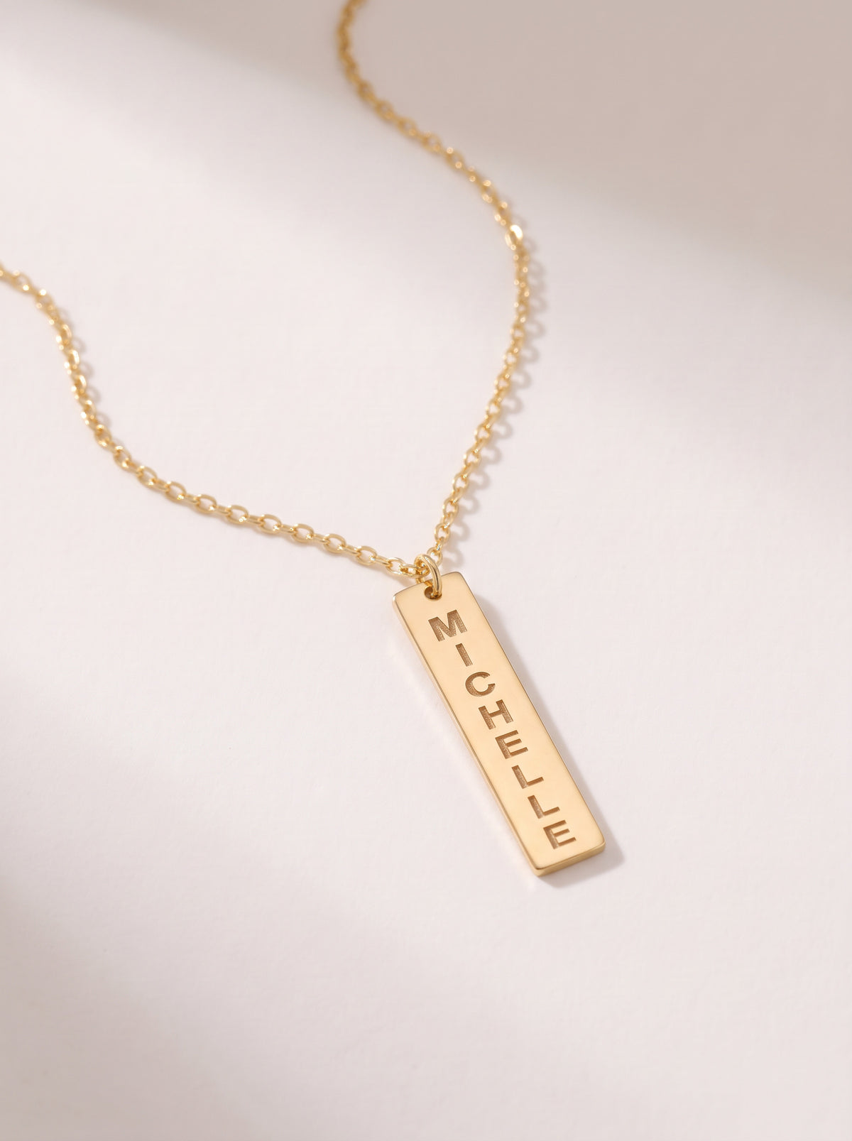 Vertical Cutout Name Bar Necklace