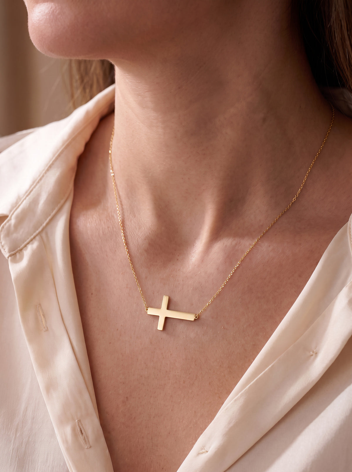 Sideways Cross Necklace