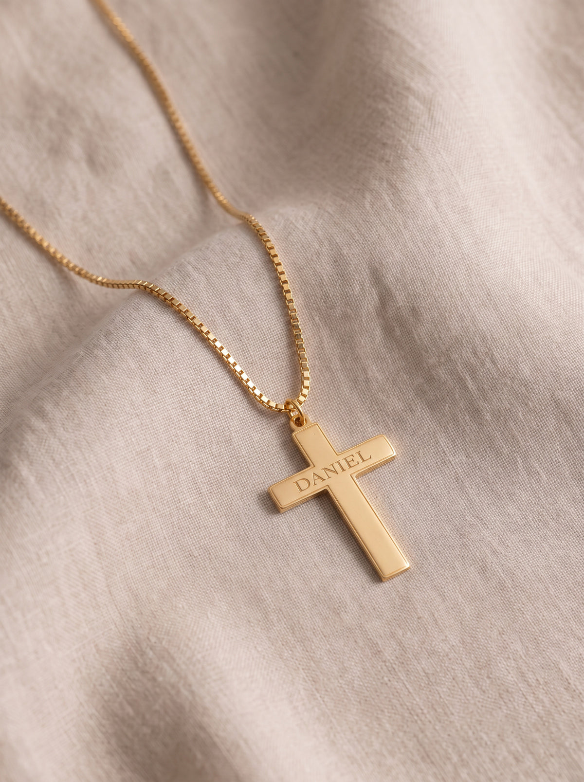 Engraved Cross Name Necklace