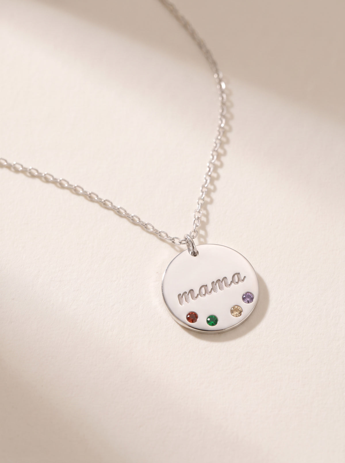 Mama Birthstone Disc Necklace