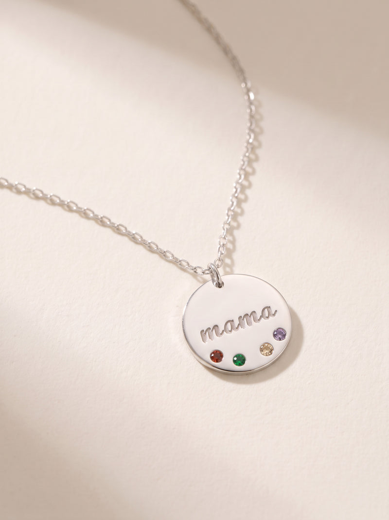 Mama Birthstone Disc Necklace