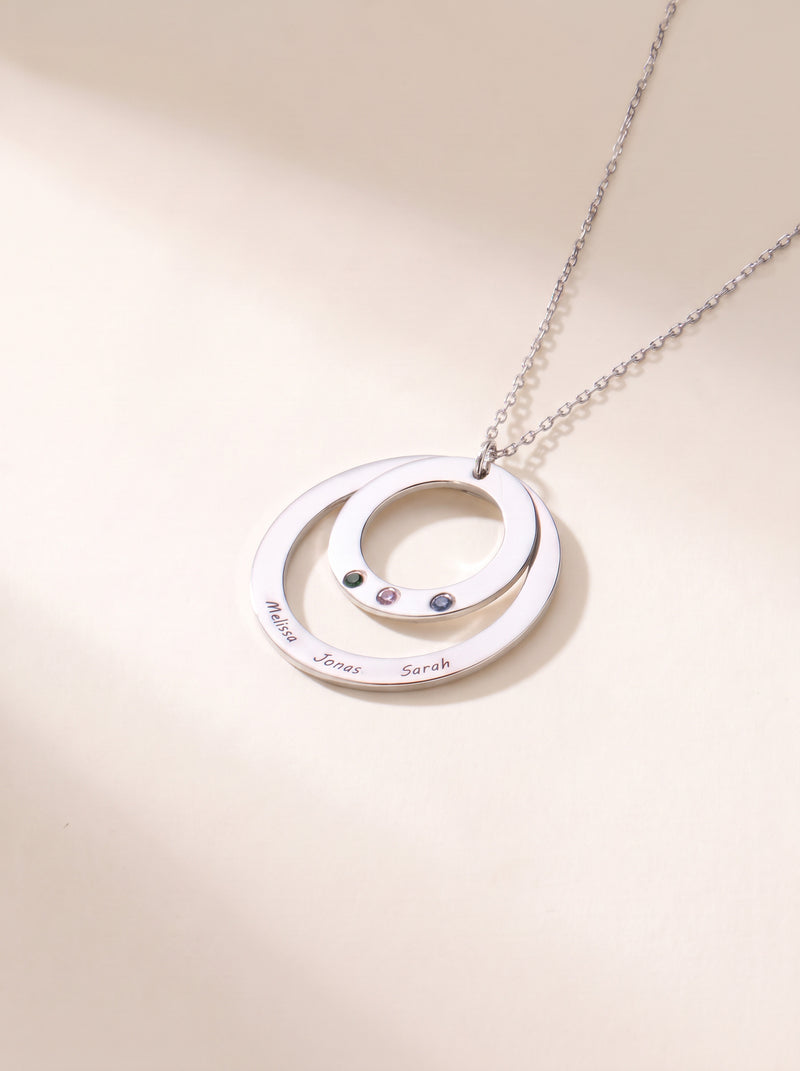 Nested Circles Family Names Necklace