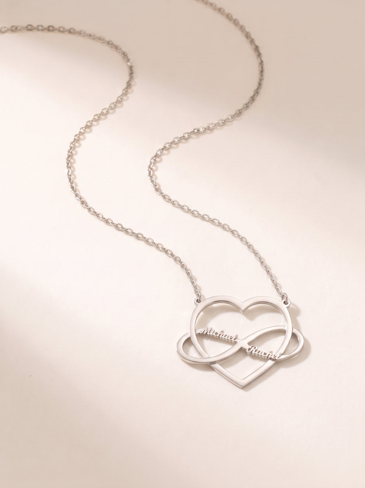 Infinity Heart Two Names Necklace
