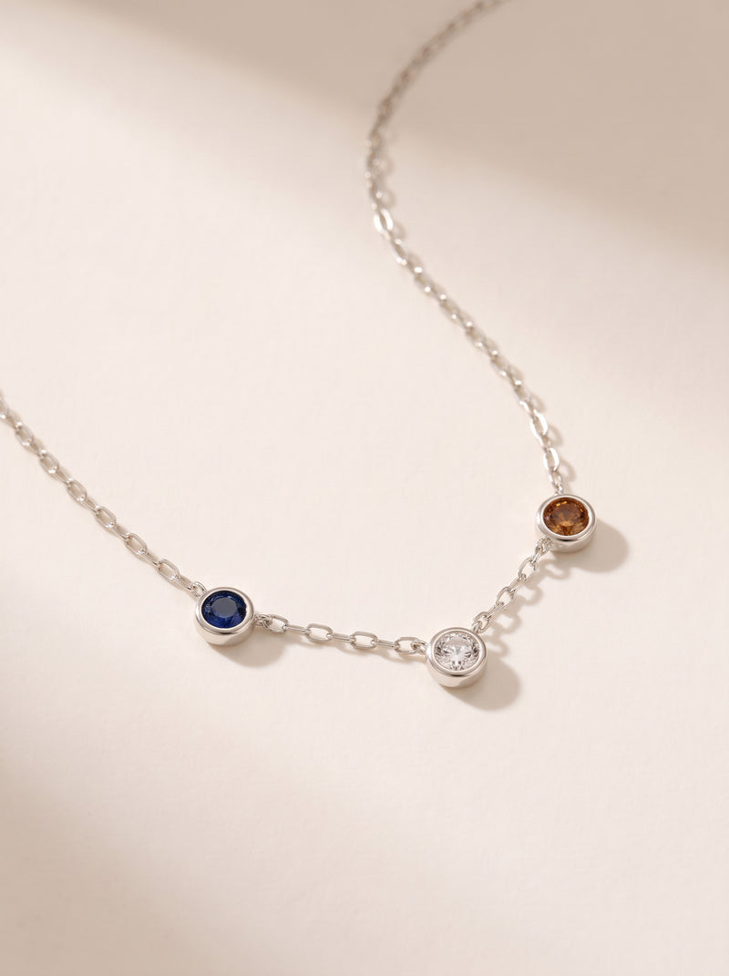 Three-Stone Bezel Station Necklace