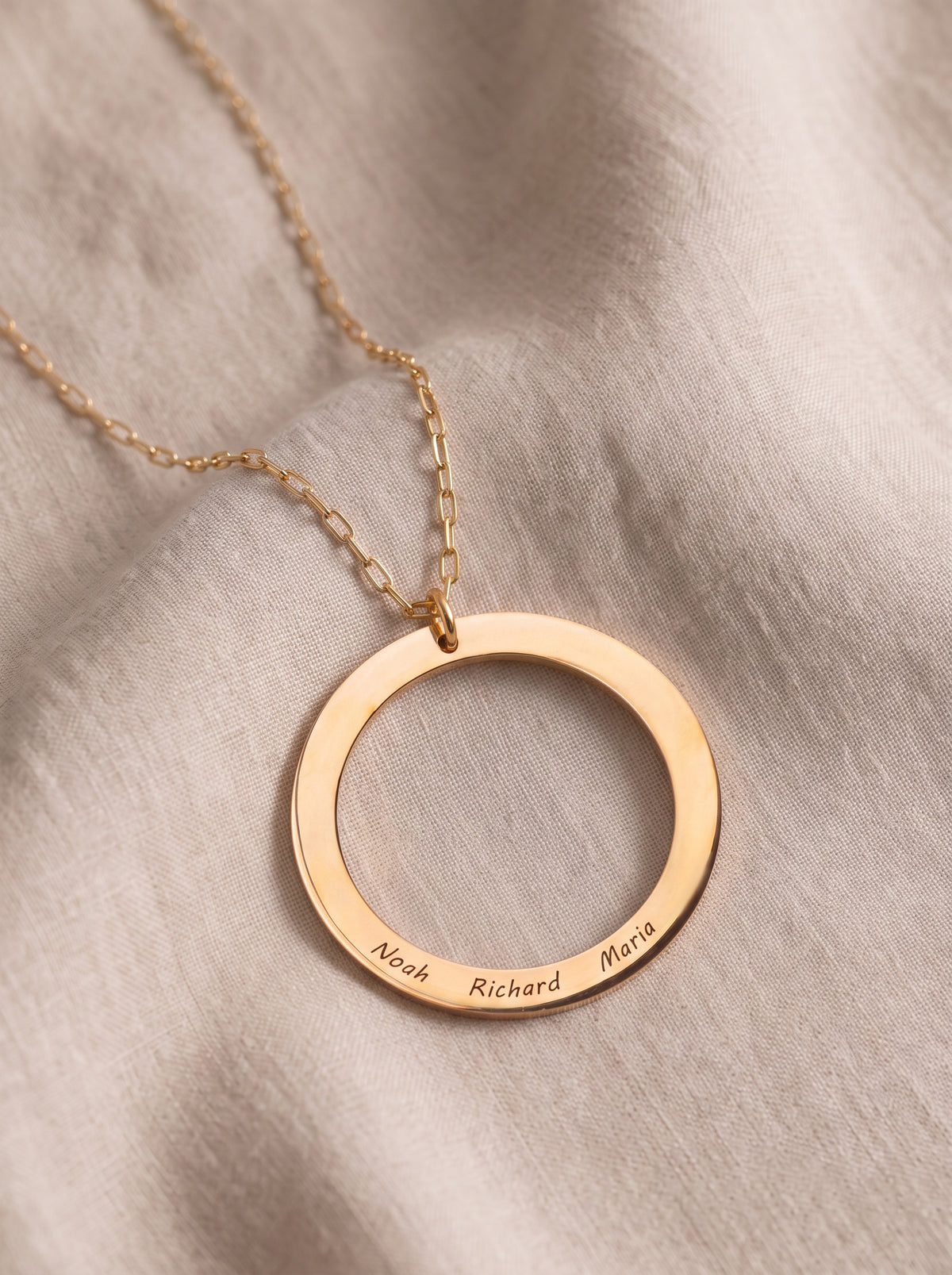 Engraved Names Open Circle Necklace