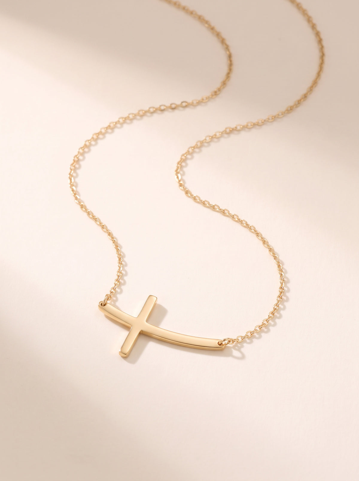 Curved Sideways Cross Necklace