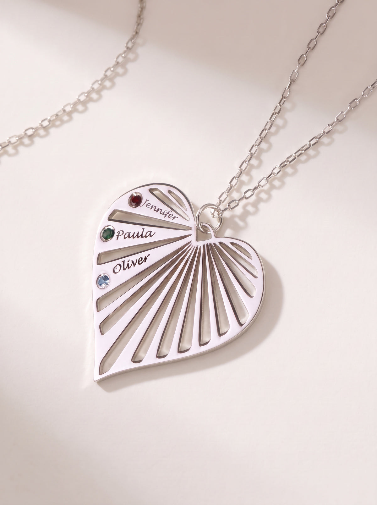 Family Birthstone Heart Necklace