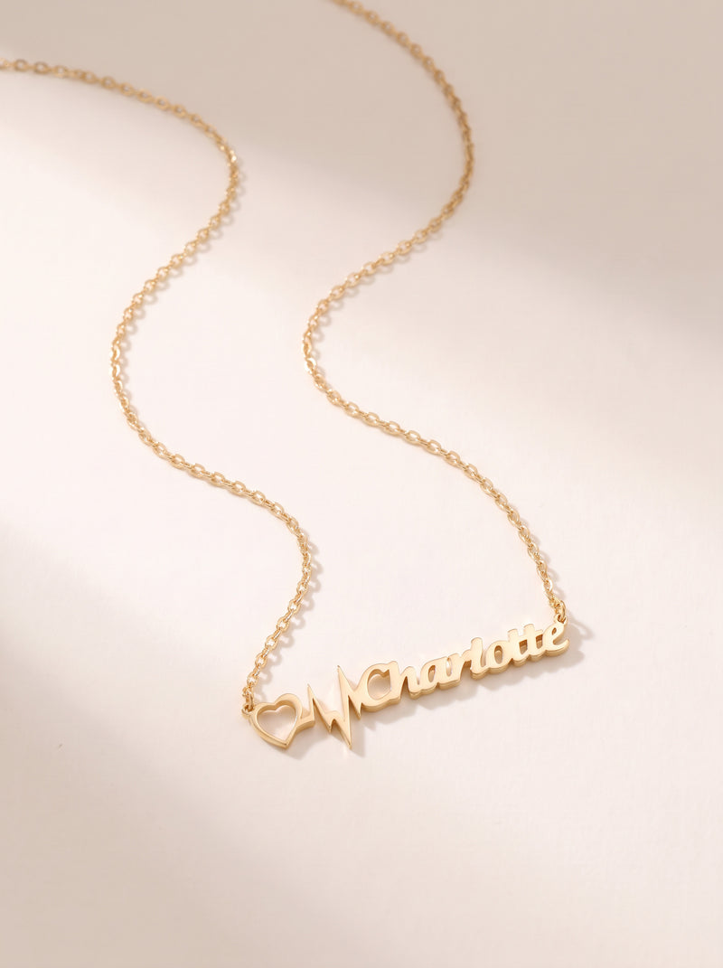 Heartbeat Pulse Name Necklace