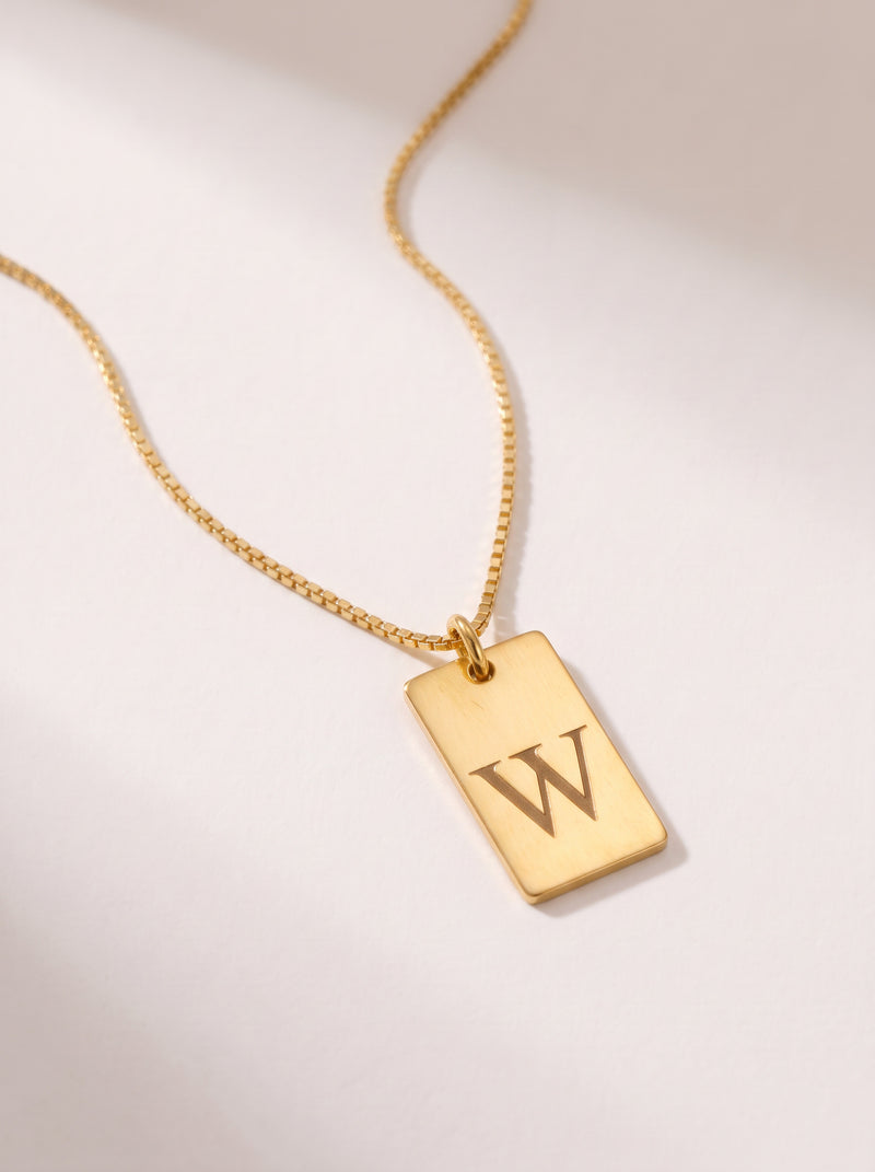 Engraved Initial Tag Necklace