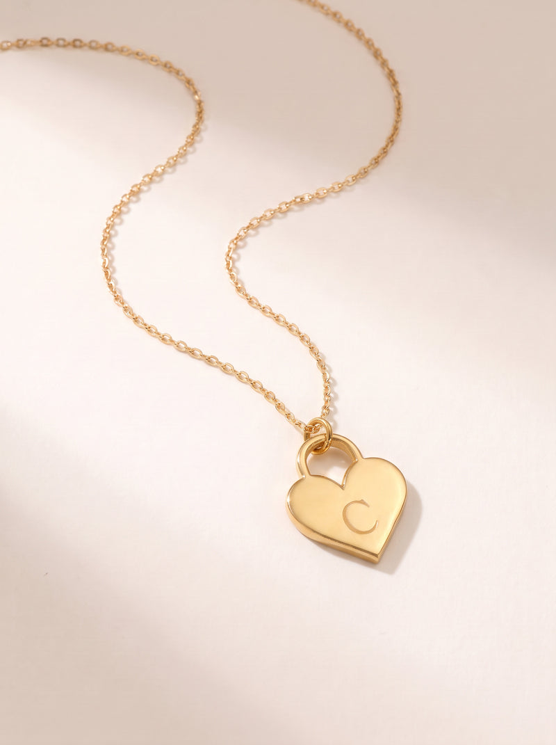 Engraved Heart Padlock Necklace