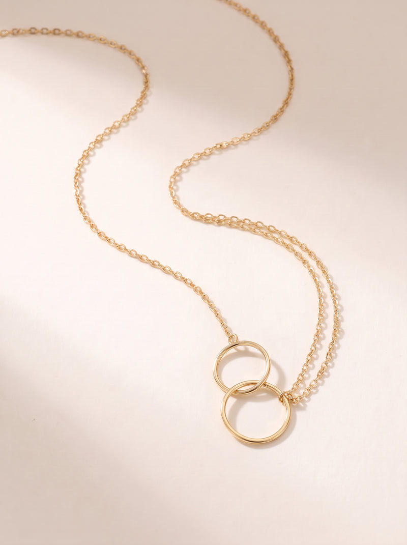 Asymmetric Interlocking Circles Necklace