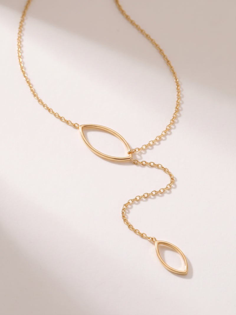 Double Marquise Lariat Necklace