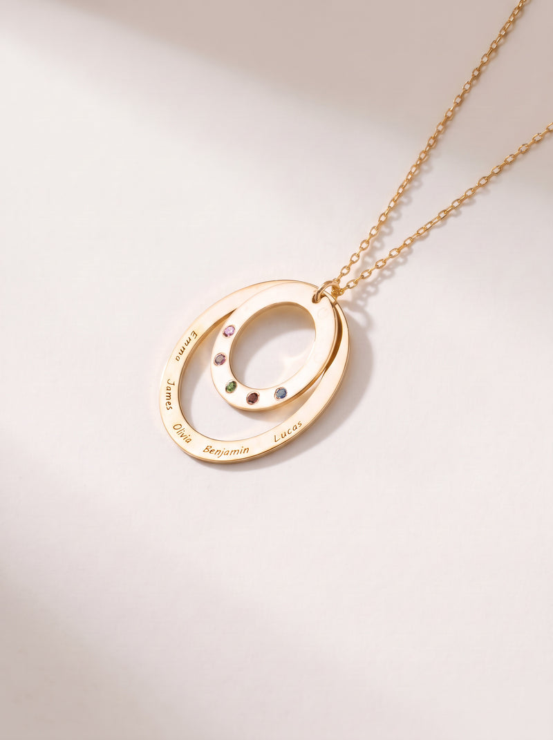 Nested Circles Family Names Necklace