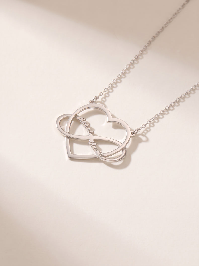 Infinity Heart Two Names Necklace